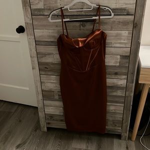 Brown satin dress new with tags